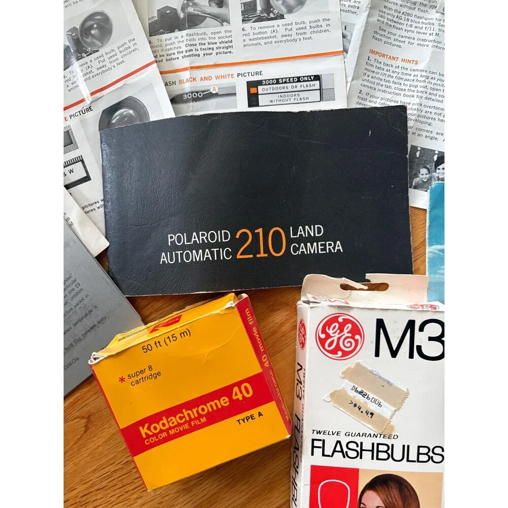 Polaroid Automatic 210 Land Camera Kit | Vintage Instant Camera Decor (Flashgun,